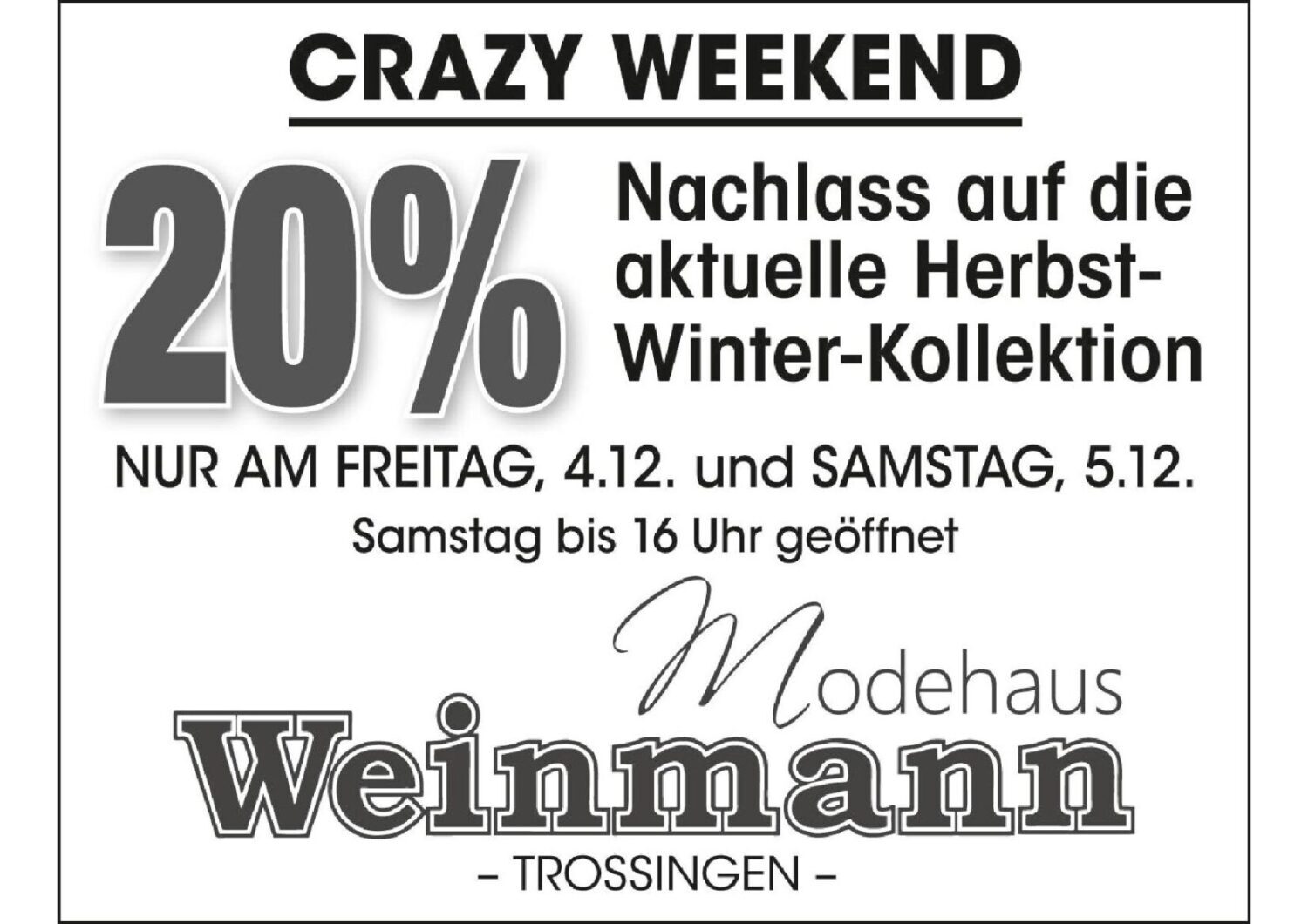 Crazy Days Modehaus Weinmann